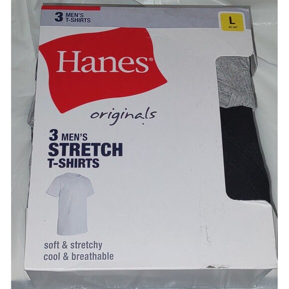 Hanes Other - Hanes Men's Stretch Black & Gray T-Shirts, 3 Pack, Size Large New